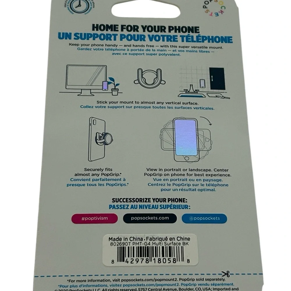 Popsockets PopMount 2 Multi Surface Popsocket Mount 802690T NOS Factory Sealed